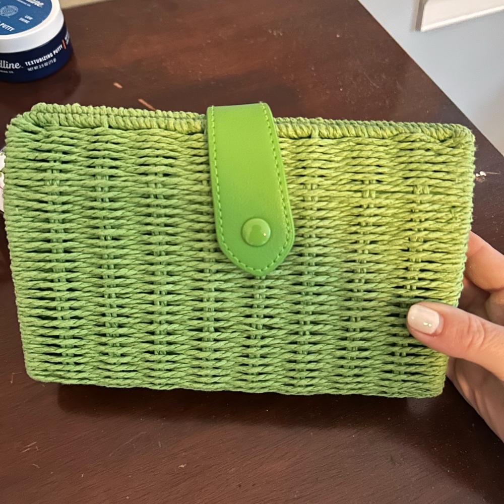 New Day Green Woven Clutch Bag